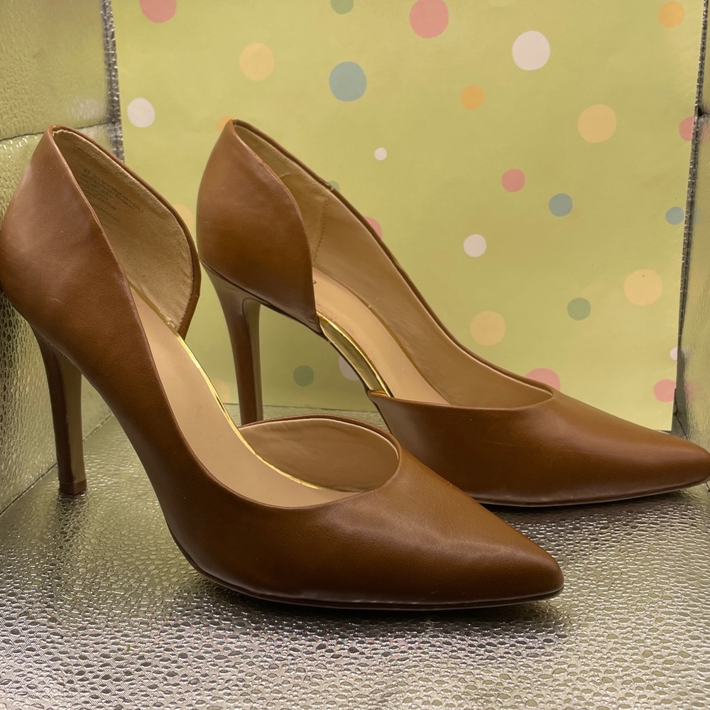 Massimo Brown Pointed-Toe Leather Stiletto Heels
